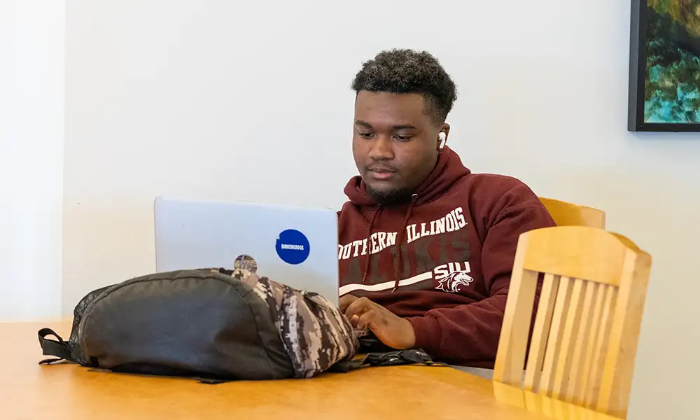 studying on laptop